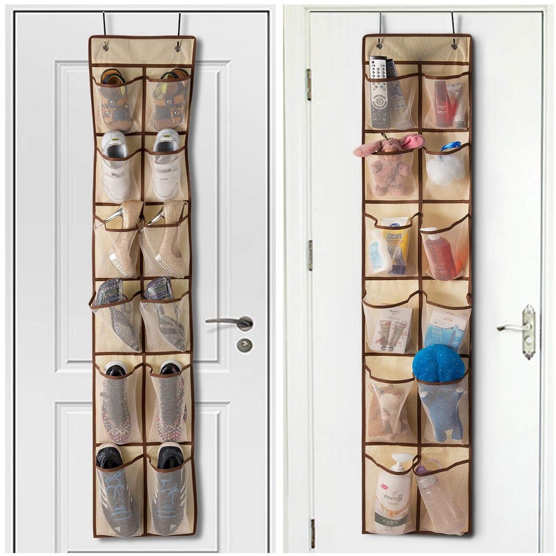 KEEPJOY Over The Door Shoe Organizer,Hanging Shoe Organizer 12 Mesh Pockets Shoe Organizer for Closet,Works Well for Men and Woman Kids Shoes Storage, 57.5Ã—12.6inch(Beige) - Image 4